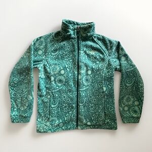 Columbia Sportswear Teal Green Mandala Jacket Full Zip Fleece Sz XL (18 / 20)